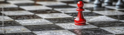 Challenging the status quo: one red piece against the gray.