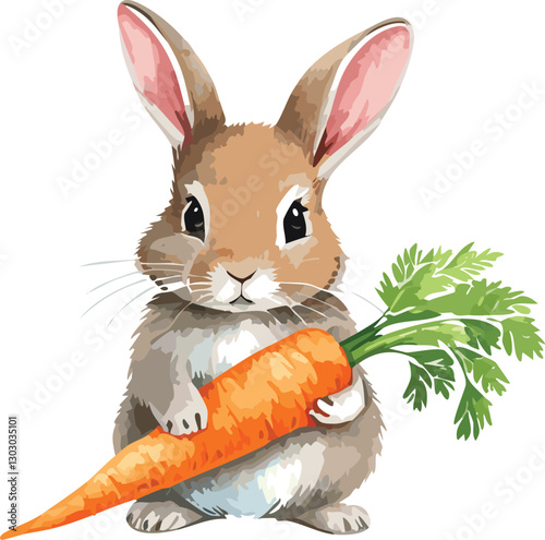 Cute bunny holding a big carrot Easter bunny rabbit vegetable garden