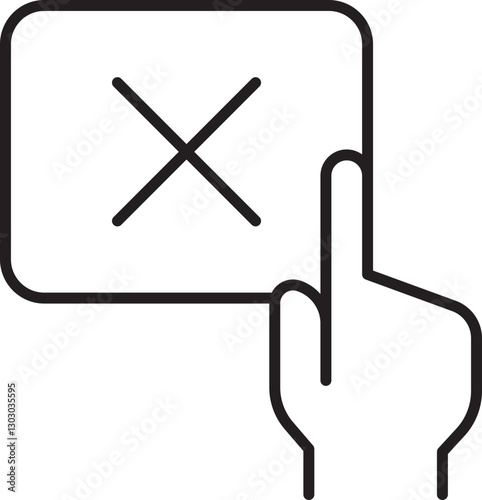 Hand gesture with cancel icon illustration line icon
