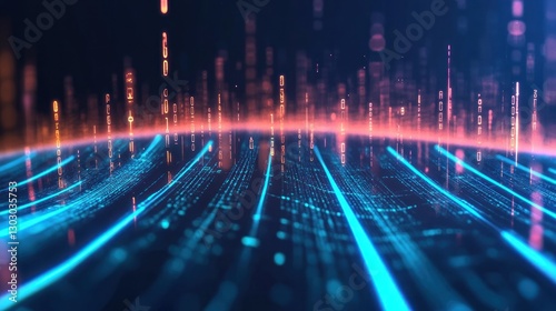 Vibrant Data Flow with Digital Particles in Motion