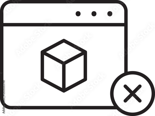 Web browser with a canceled action icon line icon