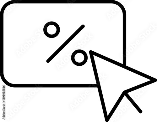 Discount symbol with cursor click illustration line icon