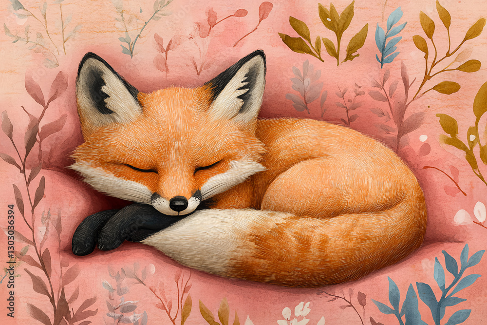 Obraz premium watercolor fox illustration