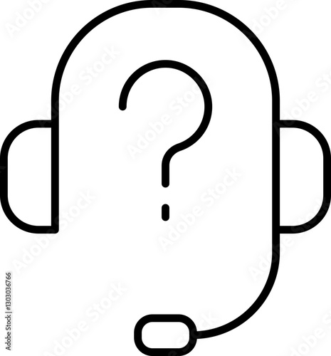 Headset with question mark illustration line icon