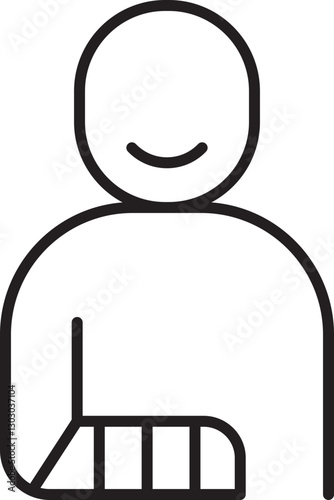 Injured person with arm in sling line icon
