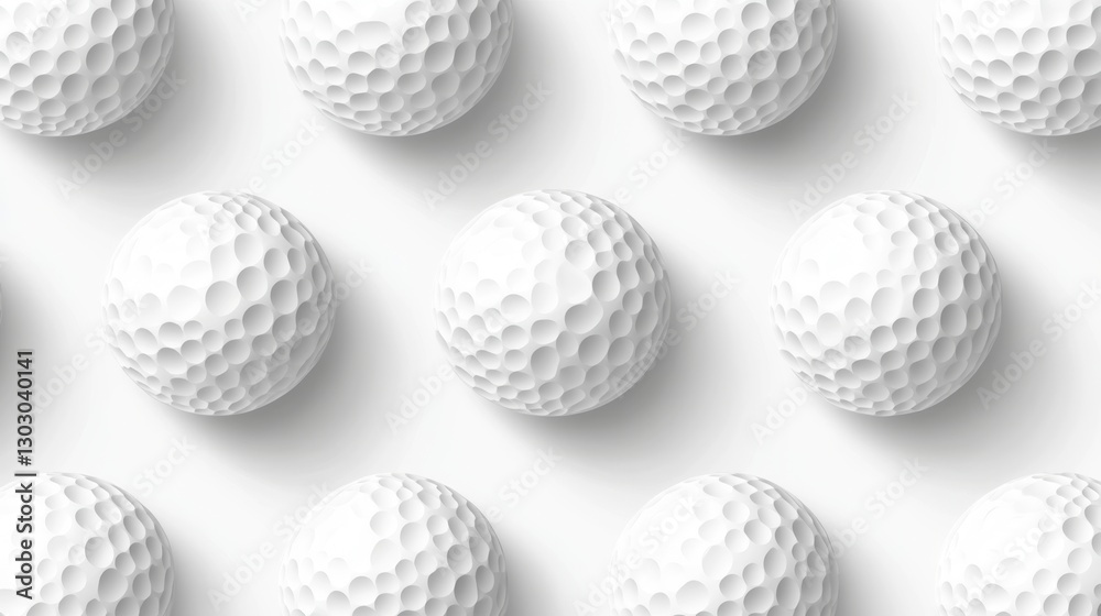 Seamless pattern of white golf balls on light background featuring dimples Seamless pattern of white golf balls on light background featuring dimples