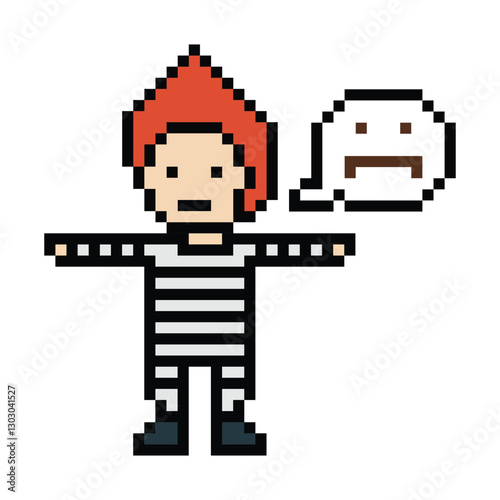 Cute pixel cartoon character prisoner man in jail prison uniform decoration crime prisoner man in prison 8 bit cartoon pixel robber 8bit png vector.