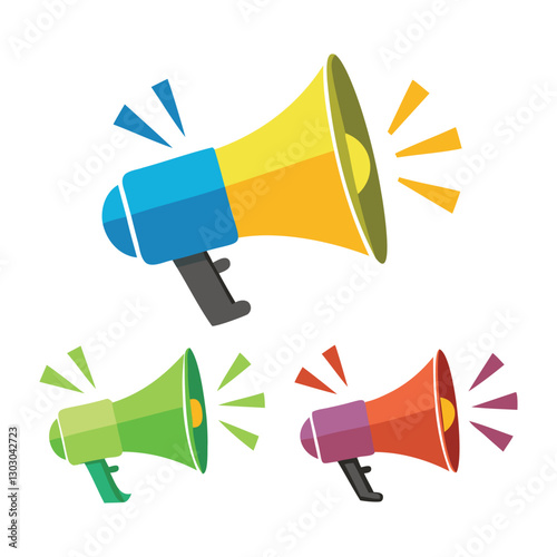 set of 4 megaphone icons of vector illustration isolated on a white background