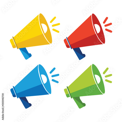 set of 4 megaphone icons of vector illustration isolated on a white background