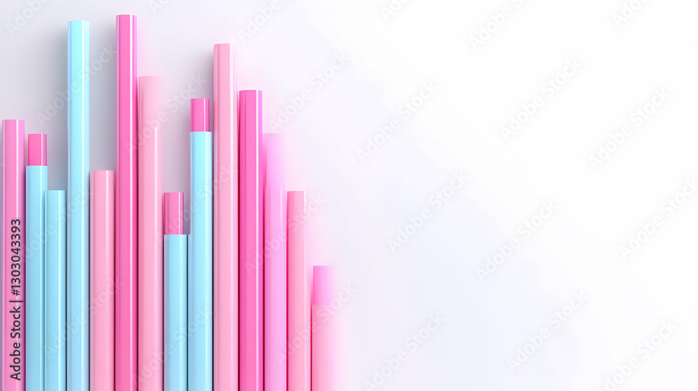 Obraz premium Colorful Vertical Straws in Pink and Blue Arrangement on White Surface