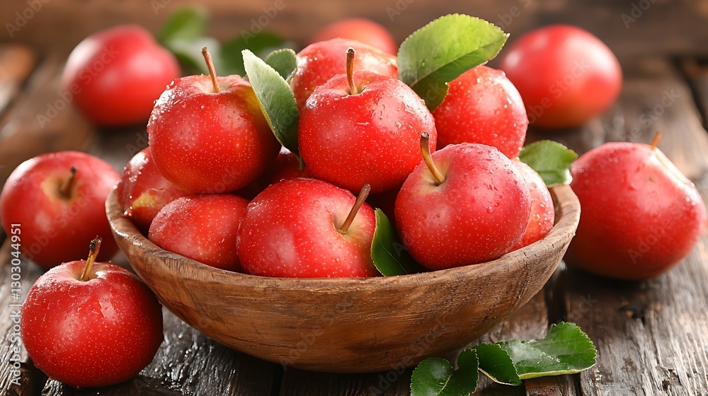 Red Apples in Wooden Bowl Red Apples in Wooden Bowl