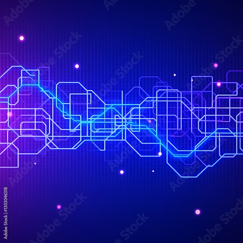 abstract technology background A futuristic, high-tech atmosphere is evoked by a mesmerizing purple and blue neon background