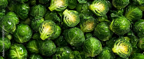 Captivating closeup of Brussels sprout vegetables perfect for food photography.