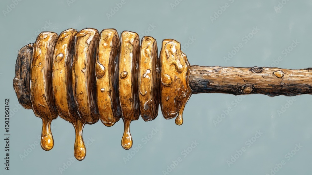 wooden honey dipper isolated,cartoon illustration wooden honey dipper isolated,cartoon illustration
