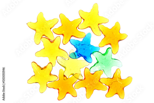 Transparent glass stars isolated on white background