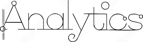 Elegant Typography: Minimalistic 'Analytics' Text with Geometric Elements on a Light Background for Branding and Marketing Purposes