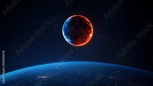 Fiery Eclipse Above Earth