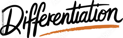 Stylish vector illustration of the word 'Differentiation' in bold lettering with a creative flair, ideal for educational and marketing materials.