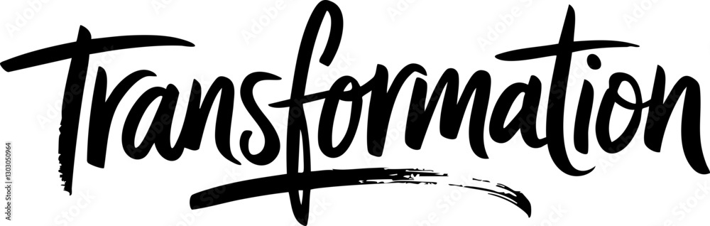 Stylized Vector Text: 'Transformation' in Bold Black Script for Inspirational Design Use Stylized Vector Text: 'Transformation' in Bold Black Script for Inspirational Design Use
