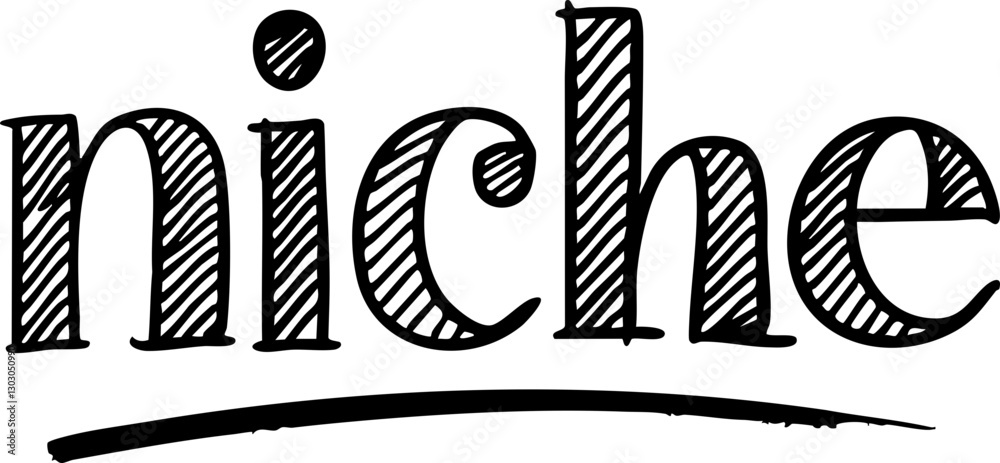 Fototapeta premium Stylized Handwritten 'Niche' Text: A Creative Vector Design for Art and Marketing Purposes