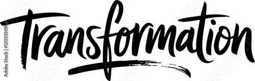 Stylized Vector Text: 'Transformation' in Bold Black Script for Inspirational Design Use