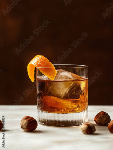 Editorial photography of A glass of old-fashioned cocktail