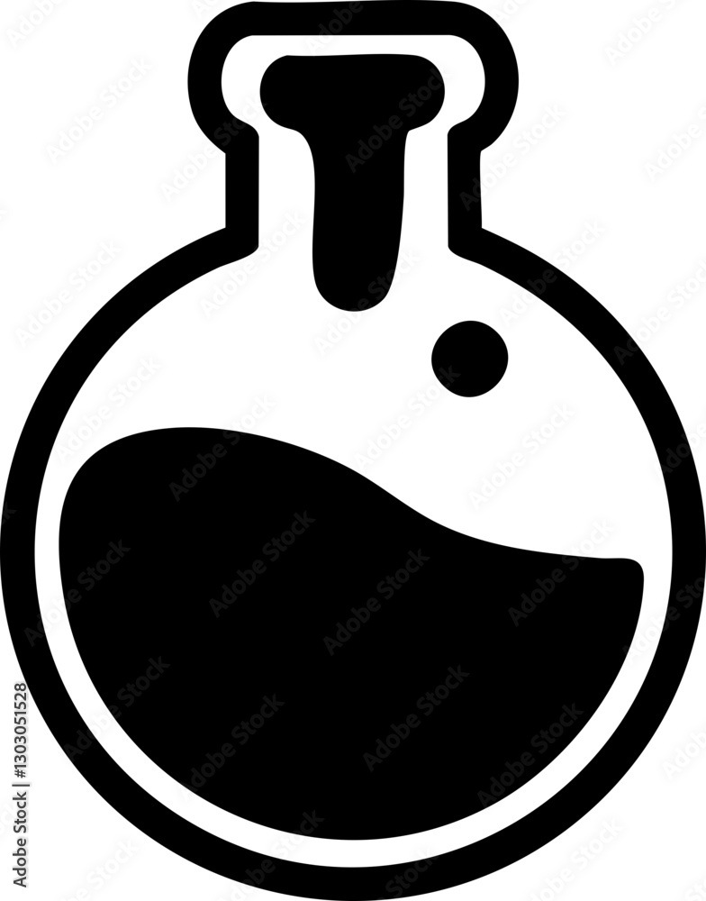 Vector image of a laboratory flask in black and white, ideal for science or educational projects. Vector image of a laboratory flask in black and white, ideal for science or educational projects.