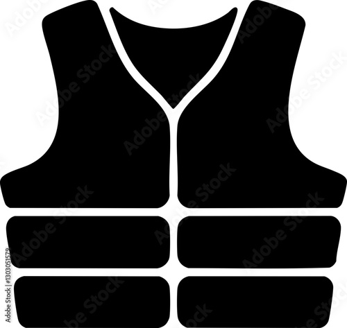 Minimalist vector illustration of a black safety vest, suitable for safety awareness campaigns and industrial usage.