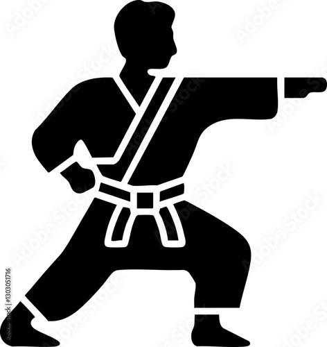 Dynamic martial arts vector illustration featuring a practitioner in an action pose, ideal for fitness and sports graphics.