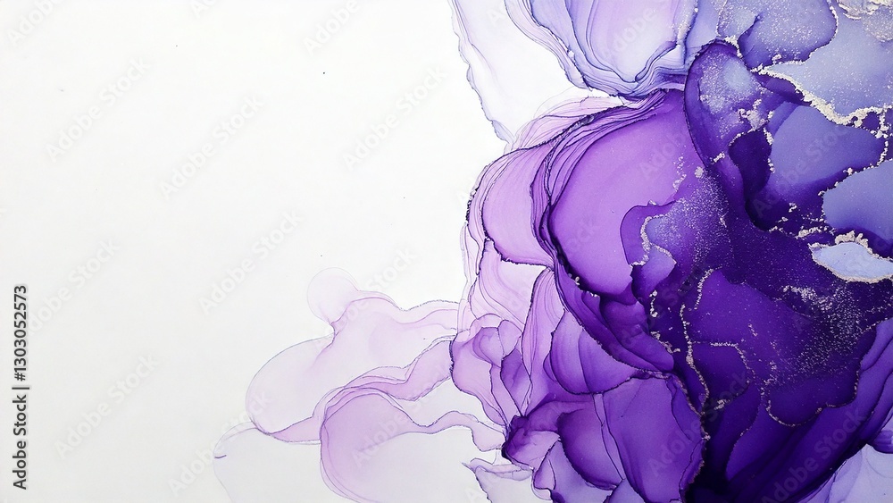 Fototapeta premium 高級感のある薄くて淡いアルコールインクアート バイオレット マーブル模様 余白あり 背景素材 チラシ・バナー・動画素材 16:9サイズ AI生成素材