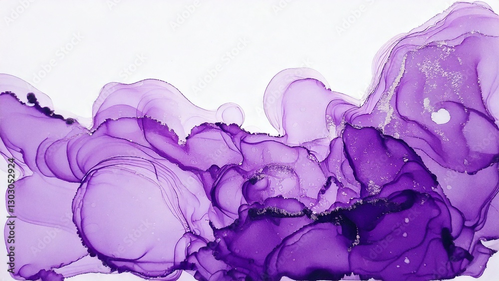 Fototapeta premium 高級感のある薄くて淡いアルコールインクアート バイオレット マーブル模様 余白あり 背景素材 チラシ・バナー・動画素材 16:9サイズ AI生成素材