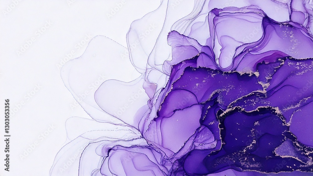 Fototapeta premium 高級感のある薄くて淡いアルコールインクアート バイオレット マーブル模様 余白あり 背景素材 チラシ・バナー・動画素材 16:9サイズ AI生成素材