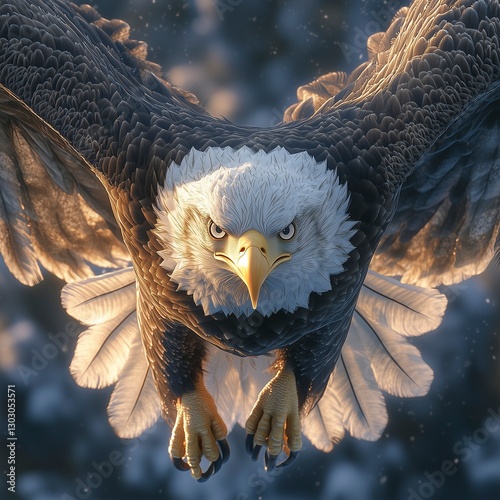 Mighty white-tailed eagle in combat flight