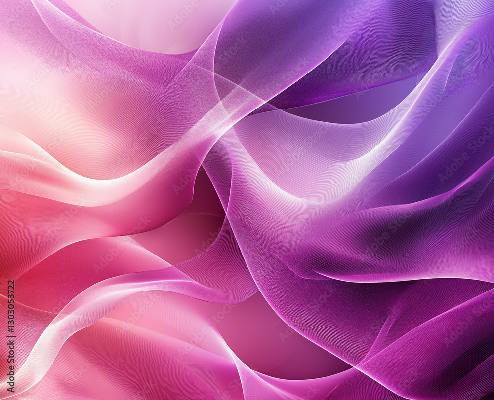 Obraz premium A soft, dreamy background with flowing lines and curves in shades of purple and pink, creating an ethereal atmosphere for the design. The image should convey tranquillity.