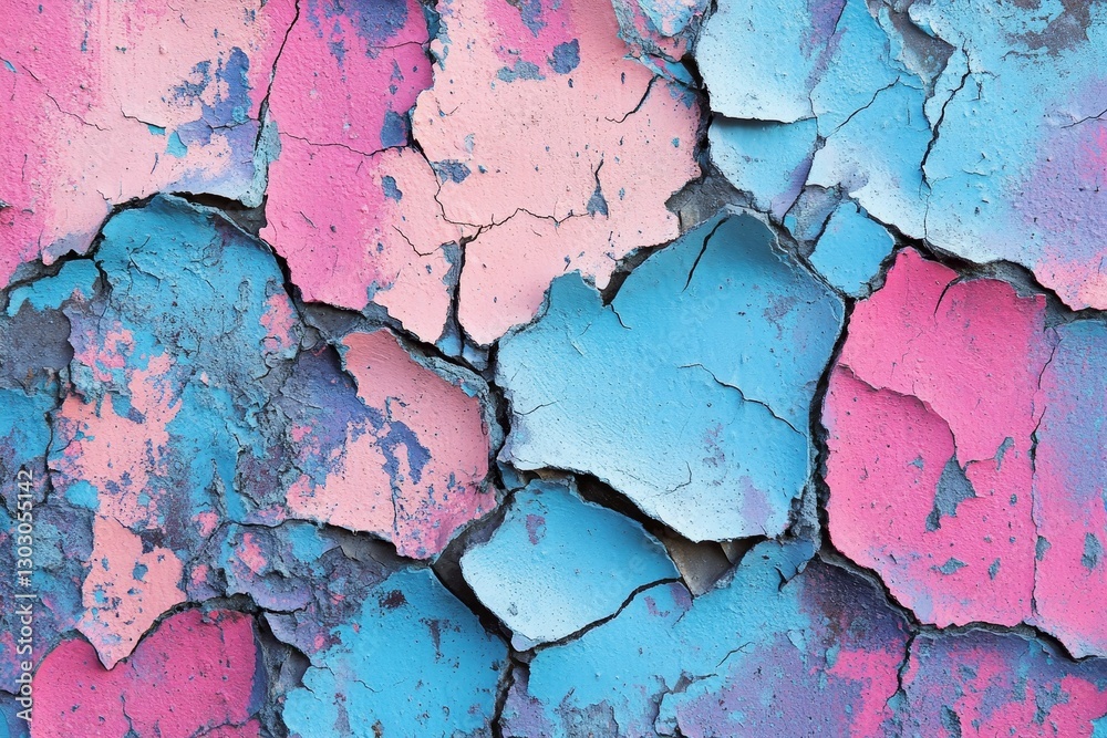 Peeling colorful paint on cracked wall. Peeling colorful paint on cracked wall.