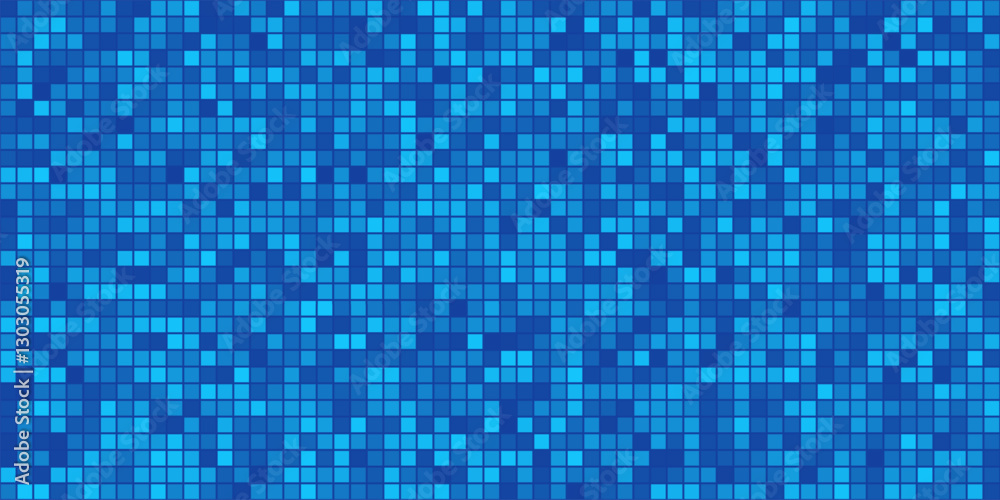 Blue pixel background. Abstract digital pattern with square elements grid. Futuristic mesh with gradient effect. Geometric minimal digital design. Modern vector illustration. Blue pixel background. Abstract digital pattern with square elements grid. Futuristic mesh with gradient effect. Geometric minimal digital design. Modern vector illustration.