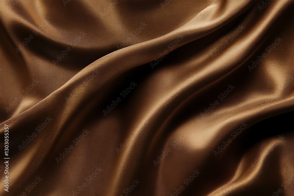 Obraz premium A luxurious and elegant close-up of flowing brown satin fabric with smooth folds and a soft sheen. This high-quality texture is perfect for backgrounds, fashion designs, branding, and luxury-themed.