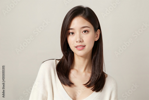 Wallpaper Mural A woman with long hair and a white shirt is smiling Torontodigital.ca