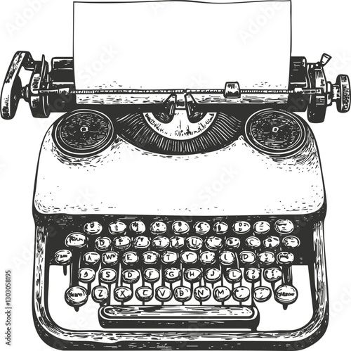 Vintage typewriter with paper, showcasing a classic mechanical design.