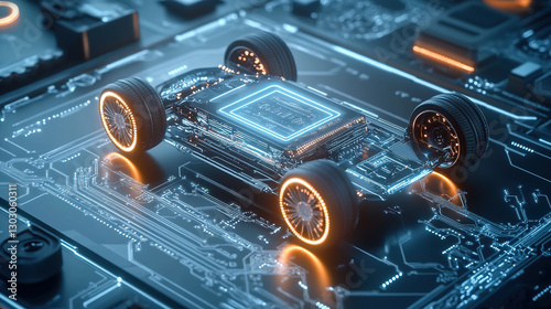Electric vehicle chassis and new energy vehicle battery technology concept