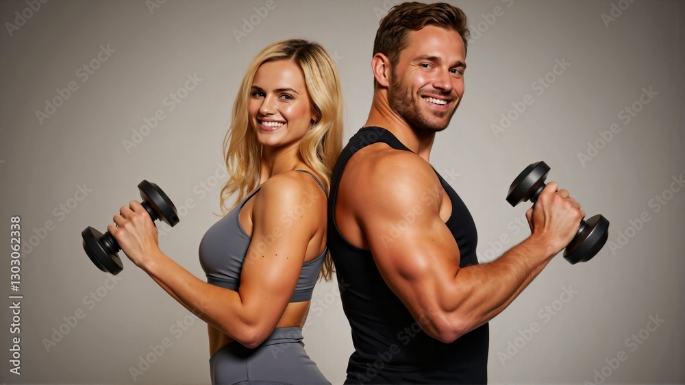 Motivated Couple Working Out Together with Dumbbells – Strength Training and Fitness Goals for a Healthy Lifestyle Motivated Couple Working Out Together with Dumbbells – Strength Training and Fitness Goals for a Healthy Lifestyle