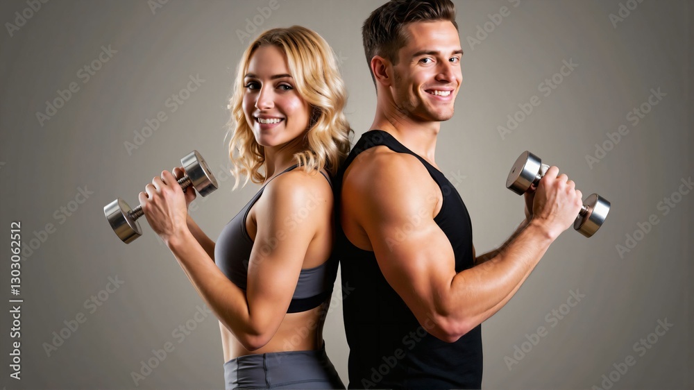 Motivated Couple Working Out Together with Dumbbells – Strength Training and Fitness Goals for a Healthy Lifestyle Motivated Couple Working Out Together with Dumbbells – Strength Training and Fitness Goals for a Healthy Lifestyle