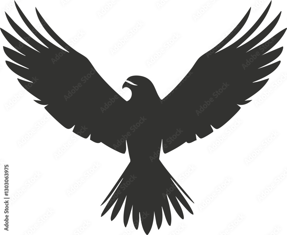 Obraz premium Silhouette of an eagle with wings spread wide, symbolizing freedom.