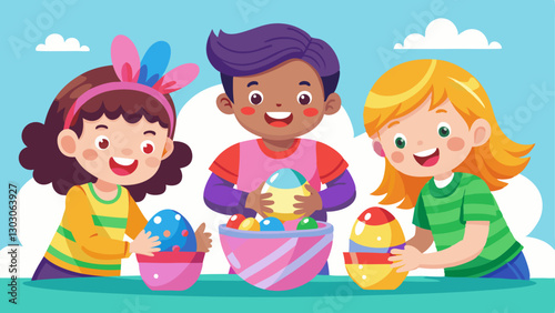 Happy Children Enjoying an Easter Egg Hunt – Colorful Spring Celebration