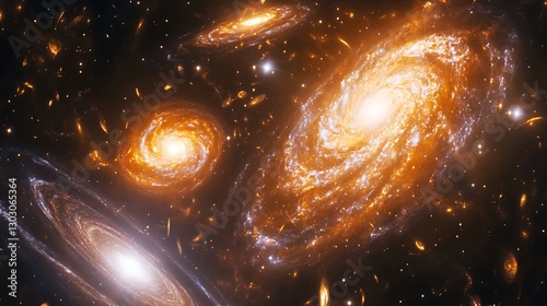 A captivating cosmic scene with swirling galaxies and glowing stars