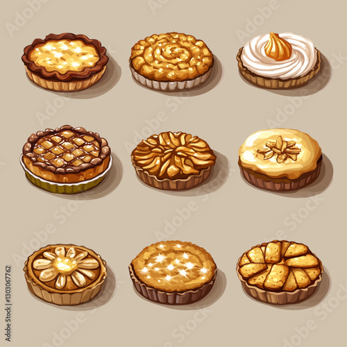 Assortment of Delicious Dessert Tarts with Various Fillings and Toppings