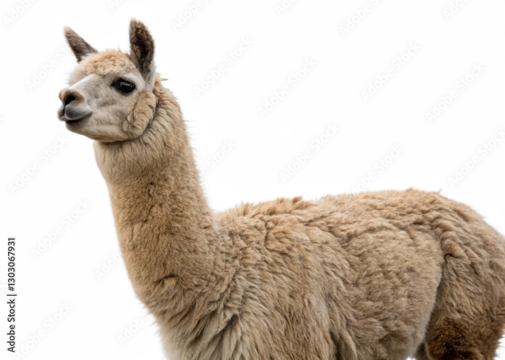 Fototapeta premium Alpaca isolated on a transparent background.