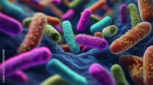 Colorful bacteria in a microbial environment.
