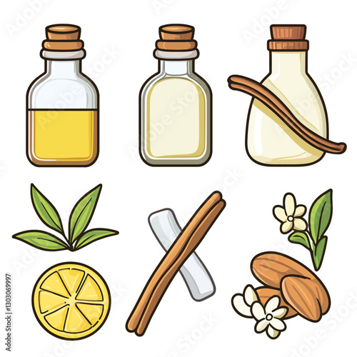 Aroma Therapy: Essential Oils, Vanilla, Lemon, Almond, Cinnamon, Leaves