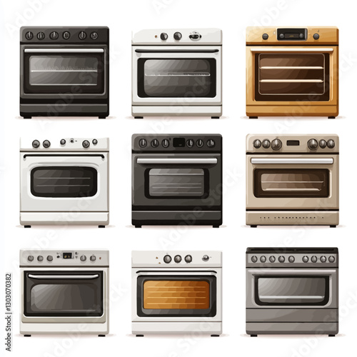 Oven Range Variety - Kitchen Appliance Cooking Black White Beige